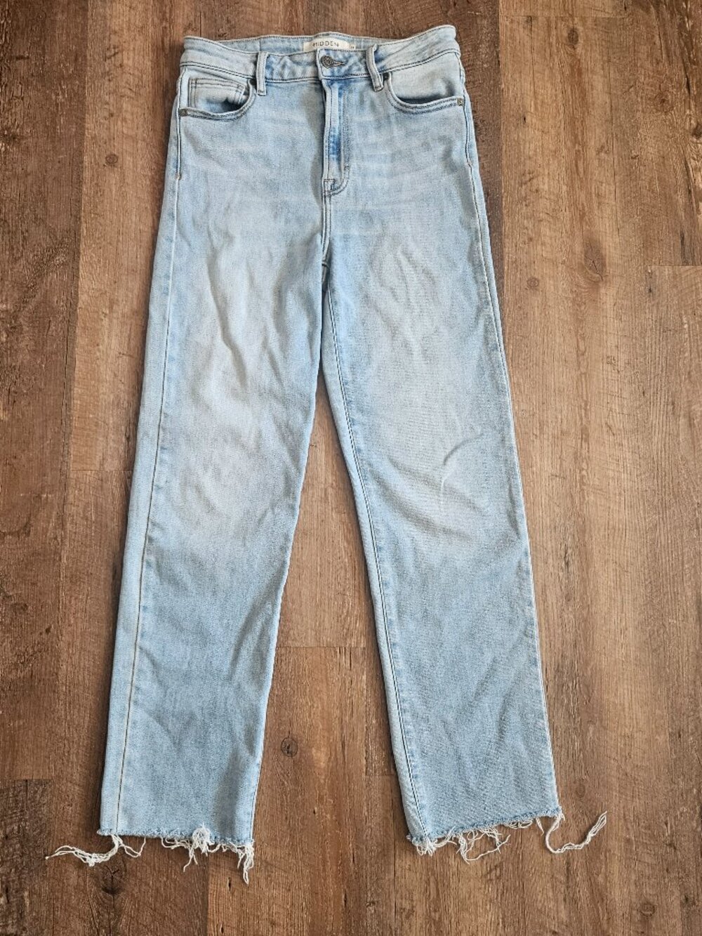 Hidden Jeans Los Angeles Size 27 Light Wash Straight Leg Raw Hem High Rise Denim